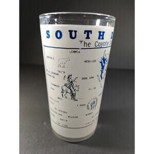 Vintage State Of South Dakota Frosted Drinking Glass Hazel Atlas 1950's Flaw